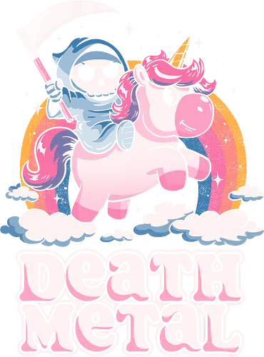 Death Metal Unicorn Reaper - koalatees, koala, death metal, unicorn, grim reaper, kawaii, rainbow, sparkle, glitter, skull, magical