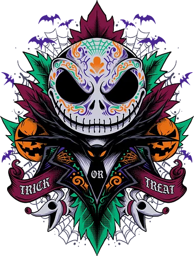beautiful trick  - horror, halloween, skellington, nightmare, nightmare before halloween, la muerte, skull, spooky, scary, ornament, pumpkin