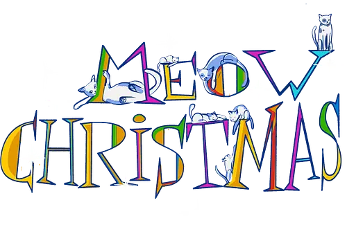 Meow christmas - cats, christmas, merry christmas, typography