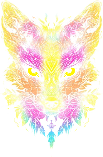 Mystical fox - fox, ornamental, nature, flowers, decorative, surreal