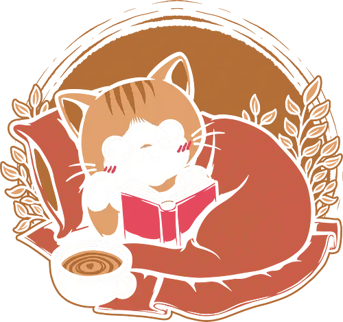 Comfy Cat Book - Cat, Cute, Fluffy, Book, Books, Bookworm, Comic Books, Bookstore, Coffee, Coffee Shop, Coffee Time, Tea, Adventure, Fantasy, Library