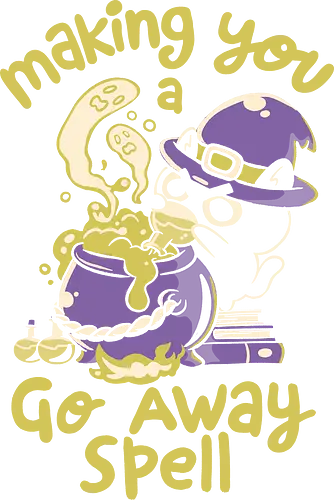 Go Away Spell - koalatees, koala, witch, cat, cat lover, introvert, cauldron, potion, sarcastic, black cat, spooky, halloween vibes, funny, cute