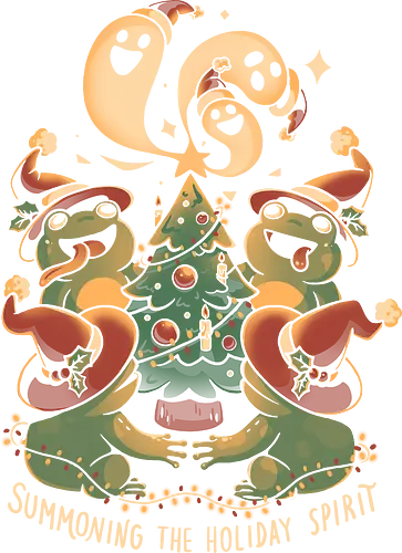 Summoning The Holiday Spirit Frogs - eduely, ely, frog, toad, christmas, holiday, spooky, festive, witchmas, frogcore, cozy, ghost, xmas, christmas tree