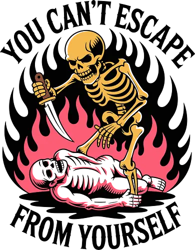 Skeleton Flames – You Can’t Escape From Yourself - skull, skeleton, gothic, dark art, flaming