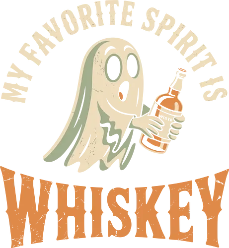 My Favorite Spirit is Whiskey Ghost - ghost whiskey art, spooky drink design, humorous ghost print, whiskey lover design, halloween ghost art, funny spirit illustration, vintage ghost graphic, unique whiskey design, gift for whiskey fans, playful spooky print