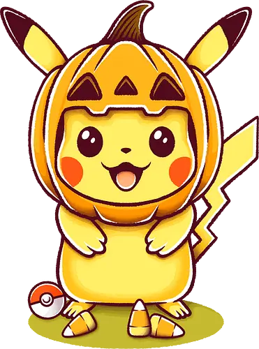 Electric-type Halloween - Pocket, candy corn, electric type, Mouse, pocket monster, trick or treat, autumn, pumpkin, childhood, nostalgia, cute, creepy cute, spooky, halloween, happy halloween, video games, game, video game, gaming, gamer, retrogaming, retro gaming, 90s, 1990s