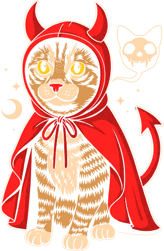 Hell’s Purrince - halloween, cat, devil, spooky, funny, creepy, adorable, parody, quirky, scary, humor, cartoon, dark, cute, unique, witchy, season, occult, night, autumn