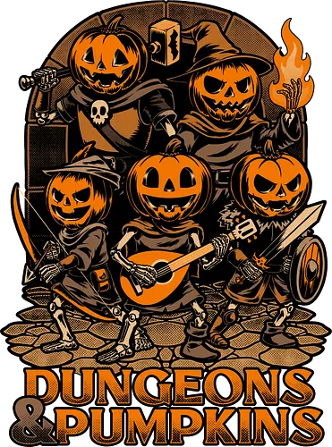 Dungeon Pumpkin RPG - Dungeon, Fight, Dungeon Master, Pen and Paper, Pen and paper, Rpg, Role-play, Role-playing, Roleplay Game, Role-playing Game, Roleplay, Pumpkin, Halloween, Spooky, Spooky Season, Spooky Art, Spooky Vibes, Autumn, Fall, Fantasy, Adventure, Skeleton, Skull, Black Magic, Dark Magic, Magic, Magical, Wizard, Witch, Sorcery, Sorcerer, Bard, Warrior, Knight, Ranger, Barbarian, D20, Pen and Paper