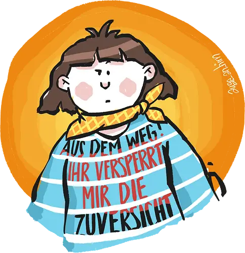 Aus dem Weg! - Ringelpulli, SprücheShirt, Cartoon Illustration, Statement, Zuversicht, Handgezeichnet, Humor, Selbstironie, Streifenpulli, Spruchshirt, deutsch, Ringelpullisprüche, Ringeldinger, streifenweise, Spruch, Weisheit, Motivation