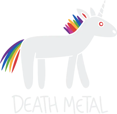 Death Metal Unicorn - death metal art, unicorn wall decor, rainbow mane illustration, music lover gift, edgy home art, unique music decor, bold wall print, quirky room artwork