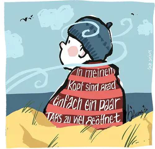In meinem Kopf... - Ringelpullisprüche, Ringeldinger, streifenweise, Spruch, Weisheit, Motivation, Ringelpulli, SprücheShirt, Cartoon Illustration, Chill, Stress, Auszeit, Statement, Handgezeichnet, Humor, Selbstironie, Streifenpulli, Spruchshirt, deutsch