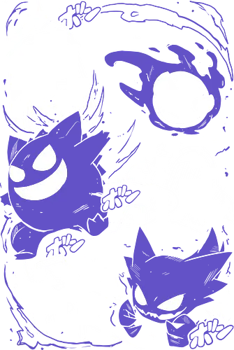 Ghost, Gastly & Haunter - Pocket - Kawaii, Anime, Manga, Tokyo, Angry, Japanese Art, Aesthetic, Manga Style, Revengers, Zylixzen, Aggressive, Gamer, Otaku, Gift, Cool