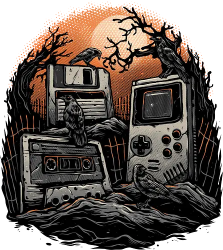 Retro Graveyard - Retro, vintage, classic, horror, creepy, video games, gaming, retro gamer, nostalgia