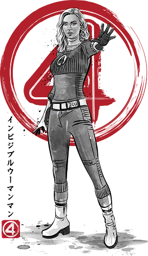 Invisible woman sumi e - super heroes, comics, action movies, fantastics, four, japanese art, japan, sumi e