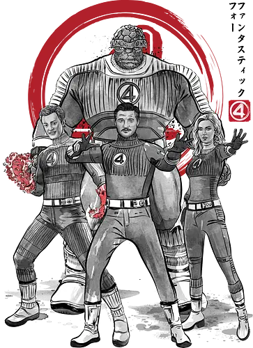 Fantastic sumi e - super heroes, comics, action movies, fantastics, four, japanese art, japan, sumi e
