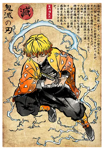 Thunder breathing woodblock - anime, manga, japan, japanese art, Slayer, netzuko, inosuke, tanjiro, zenitsu