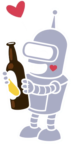 Bender's True Love - heart, bottle, booze, Bender, beer, robot, love  cartoon, animation, funny, humor, meme  fan art, pop culture, Matt Groening, parody  cute, adorable