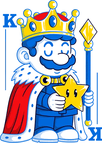 King of Stars - king of stars, retro game art, mario parody, video game nostalgia, mustache hero, pop art design, gamer fashion, geek style, magical star, nerd culture, funny king art, unique graphic tee, crown and star, retro vibes, cosplay inspired