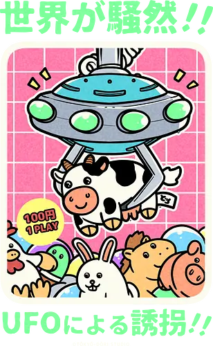 Alien Invasion - japan, japanese, crane, game, retro, vintage, stuffed, alien, ufo, comedy, pun, joke