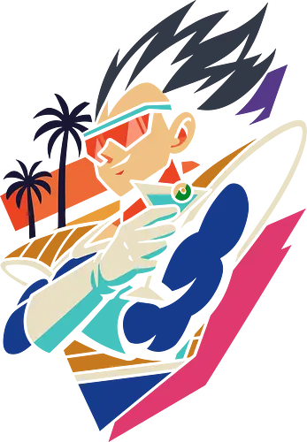  Saiyan Prince of Summer - Vegeta, Dragon Ball Z, DBZ, anime, manga, vaporwave, 80s, retro, Saiyan, art print, t-shirt design, fan art, pop culture, geek art, cyberpunk, futuristic, cool, nostalgic