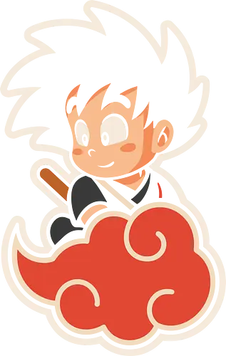 Cute Kid Goku - Kid Goku, Goku, Dragon, Flying Nimbus, anime, manga, cute, kawaii, classic anime, retro, fan art, t-shirt design, art print, pop culture, geek art, nostalgic, Chibi, Japanese anime