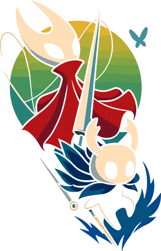 Knight and Princess of Hallownest - Bug Knight, Hornet, video game, indie game, Hallownest, fan art, art print, t-shirt design, Team Cherry, Knight, Princess, bug, gaming, geek art, minimalist, gaming gift, nostalgia
