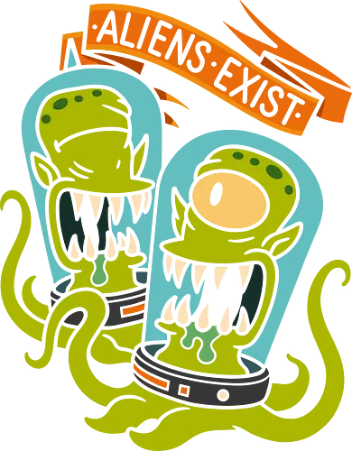  They Live Among Us - Aliens exist, alien, sci-fi, science fiction, vintage sci-fi, conspiracy theory, UFO, retro, fan art, t-shirt design, art print, monster, tentacle, funny, geek art, space, extraterrestrial