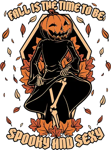 Spooky Fall Pumpkin - Halloween, Eerie, Fright, Creepy, Halloween Design, Halloween Art, Halloween Aesthetic, Halloween Vibes, Cute, Funny, Autumn, Autumn Leaves, Autumn Vibes, Spooky, Spooky Season, Spooky Cute. Skull, Skeleton, Death, Grim Reaper, Soul Reaper, Reaper, Pumpkin, Pumpkin Carving, Dance, Dancing, Fall, Sexy, Sexuality