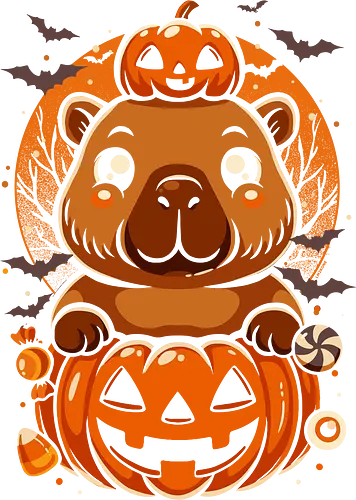 Cute Capybara Pumpkin - halloween, happy halloween, pumpkin, cute, capybara, candy, scary, spooky, animal, kawaii, night, horror, monster
