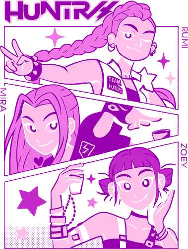 Huntress Squad - RWBY, Ice Queendom, anime, manga, Rumi, Mira, Zoey, fan art, t-shirt design, art print, pop culture, geek art, stylish, monochrome, anime girls, team RWBY, Rooster Teeth, Japanese animation