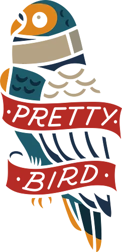 Pretty Bird - Pretty bird, parrot, bird, art print, t-shirt design, tattoo style, minimalist, folk art, animal art, bird lover, vibrant, unique, cool, nature, pet lover gift
