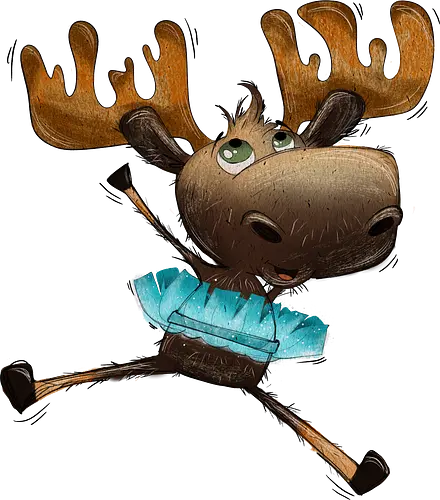 Happy Elch - Elch, moose, süß, cute, hüpfen, freuen, freude, glücklich, happy