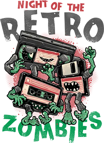 Night of the Retro Zombies - Horror, Halloween, retro, vintage, classic, cute, funny, zombie, zombies, nostalgic
