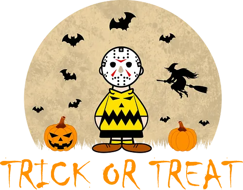 Trick Or Treat Halloween Comics Art  - halloween, peanuts, cartoon, pop culture, nerd, humor, parody, funnytee, joke, geek, funny slogan, funny quote, mashup, comics