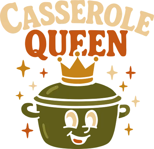  Casserole Queen - Casserole Queen, casserole, cooking, retro, vintage, groovy, humor, funny, food art, kitchen, gift for mom, grandma gift, home cook, foodie, comfort food, pop culture, culinary art