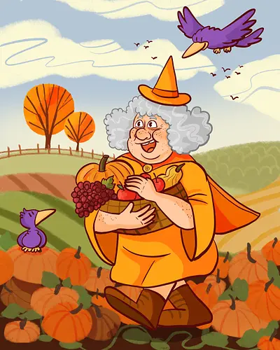 Mabon Hexe - Comic, Hexe, Witch, Herbst, Kürbis, Autumn, Mabon, witchy