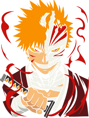  Vasto Lorde's Fury - Ichigo Kurosaki, Bleach, Hollow mask, Vasto Lorde, anime, manga, fan art, t-shirt design, art print, Shonen, Zanpakutō, Shinigami, cool anime art, geek art, Tite Kubo, transformation, inner hollow