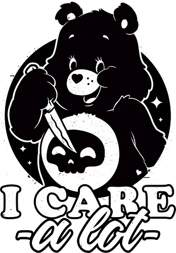 Cute Death Bear - retro, vintage, animation, bear, irony, sarcasm, cute, skull, knife, dark humor, death, killer, serial killer, stars, spooky, scary, halloween, tv show, classic tv show, classic