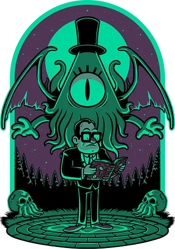 Lovecraft Ritual Falls - Lovecraft, Funny, pentagram, witchcraft, occultism, mythos, cthulhu, Ritual, horror, animation, Forest, Cult, Dark Magic, magical