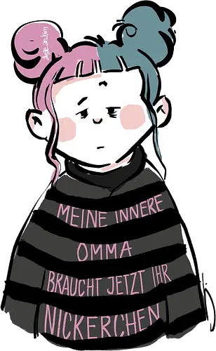 Meine innere Omma - Ringelpullisprüche, Ringeldinger, streifenweise, Spruch, Weisheit, Motivation, Ringelpulli, SprücheShirt, Cartoon, Illustration, Statement, Handgezeichnet, Humor, Selbstironie, Streifenpulli, InneresKind, Innere Omma, Spruchshirt, deutsch