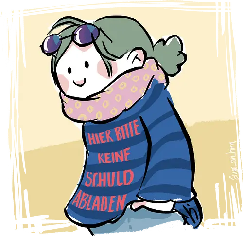 Hier bitte keine Schuld abladen - Ringelpullisprüche, Ringeldinger, streifenweise, Spruch, Weisheit, Motivation, Ringelpulli, SprücheShirt, Cartoon Illustration, Statement, Handgezeichnet, Humor, Selbstironie, Streifenpulli, Spruchshirt, deutsch