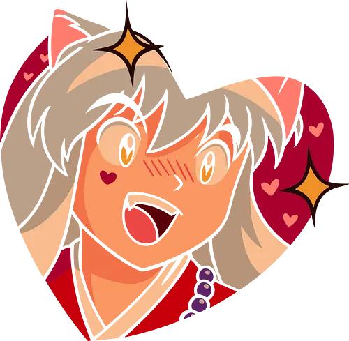 A Wild Inuyasha Appears - Inuyasha, anime, manga, cute, kawaii, fan art, t-shirt design, art print, heart, retro anime, shonen, Sesshomaru, Kagome, nostalgic, geek art, puppy love