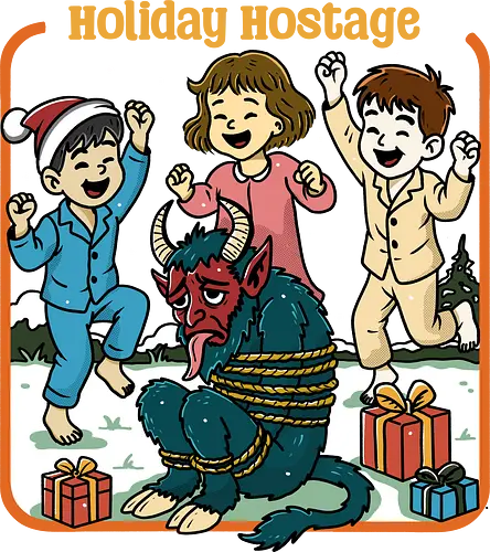 Holiday Hostage  - holiday hostage, retro Christmas, vintage Christmas, retro holiday, holly jolly, merry Christmas, Christmas, krampus, festive