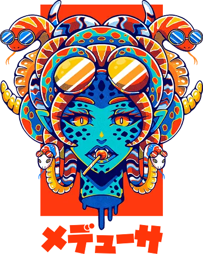 MODERN MEDUSA - medusa, fantasy, greek, pop art, colorful, girl, gorgona, japanese