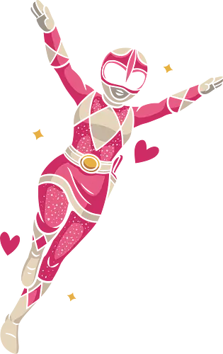 Pink Ranger Power Up - Pink Ranger, Mighty Morphin, 90s nostalgia, retro TV, pop culture, girl power, fan art, t-shirt design, art print, Kimberly Hart, Zordon, superhero, cool, pink and white, Rangers