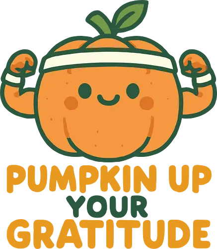 Pumpkin Up Your Gratitude - Pumpkin, pumpkin up, gratitude, thankful, funny Thanksgiving, autumn, fall, pumpkin pun, cute, workout, fitness, seasonal humor, t-shirt design, art print, happy, holiday