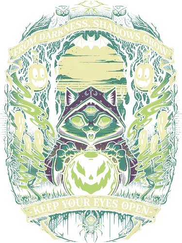 Meowgic ritual - halloween, spooky, ghost, cartoon, funny, slasher, terror, monsters, cat lover, cat, cute, forest, pumpkin