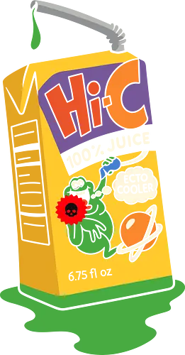  Slime Time Ecto Cooler - Ecto Cooler, Hi-C, Ghost, 90s nostalgia, retro beverage, slime, juice box, pop culture, fan art, t-shirt design, art print, classic cartoon, green slime, throwback, geek culture, 80s