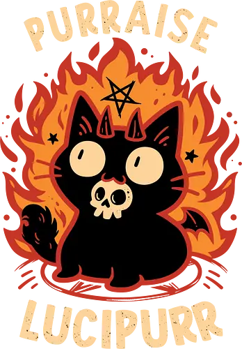 Demon Cat Lucipurr - Funny Gothic Kitten - demon cat, black kitty, creepy cute, dark humor, evil, funny quote, gothic, halloween vibes, kitten, lucipurr, occult, quirky, satanic, skull, spooky season