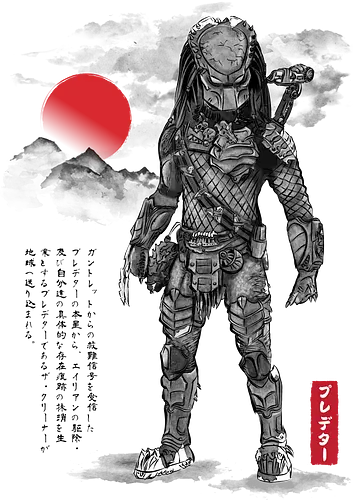 Wolf predator sumi e - predator, predator badlands, alien, halloween, japan, japanese art, sumi e, sci fi, movies
